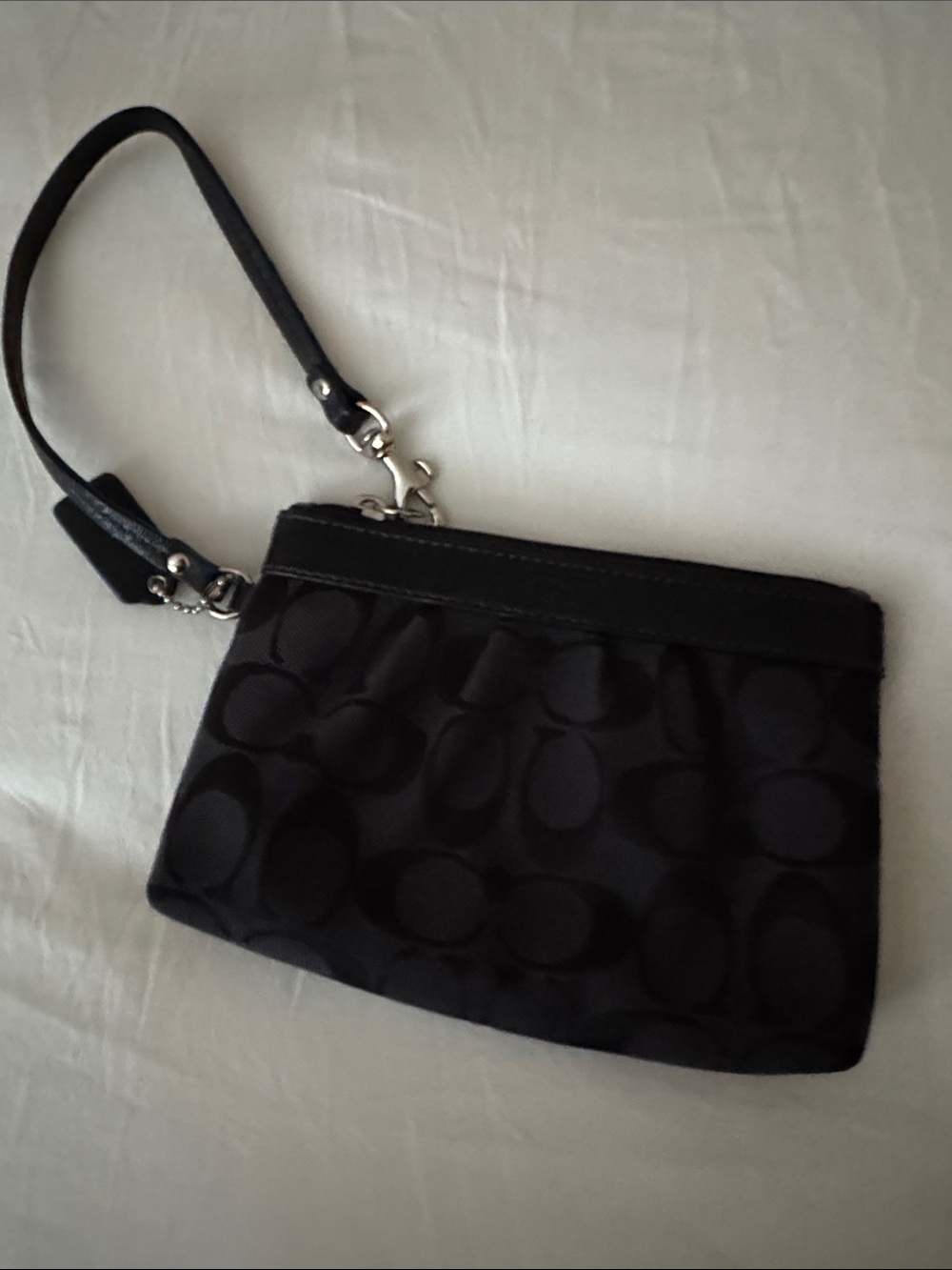 Coach Black Signature Wristlet Clutch